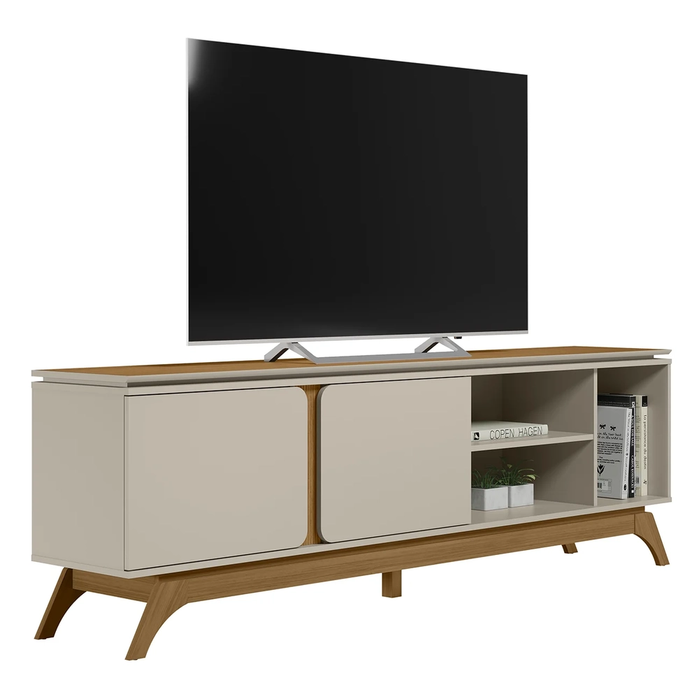 Rack Para Sala de TV 70 Polegadas 200cm Nice L06 Nature/Off - Mpozenato