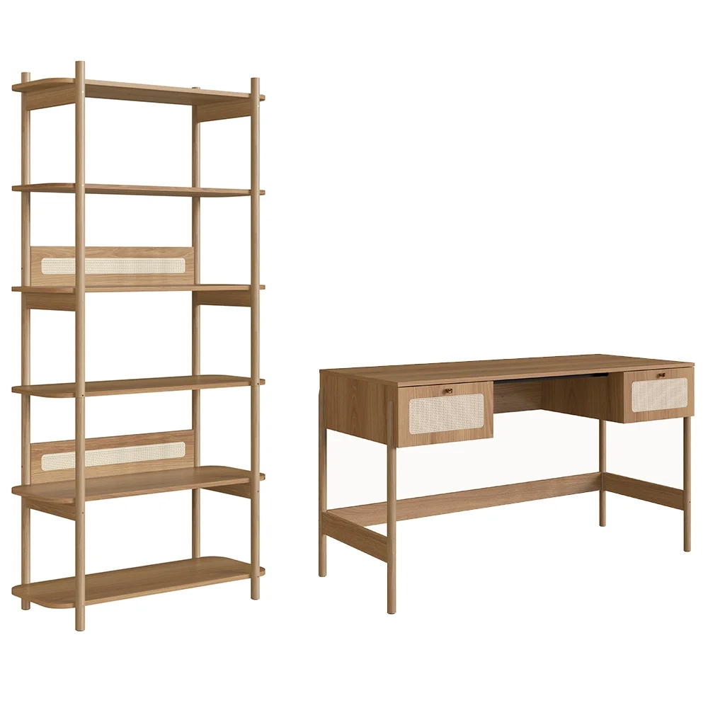 Mesa Escrivaninha e Estante Pés Madeira Arlo A10 Hanover - Mpozenato