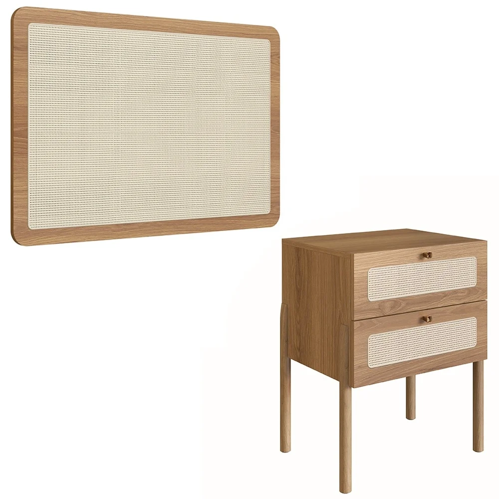 Cabeceira Solteiro e Mesa Pés de Madeira Arlo A10 Hanover - Mpozenato