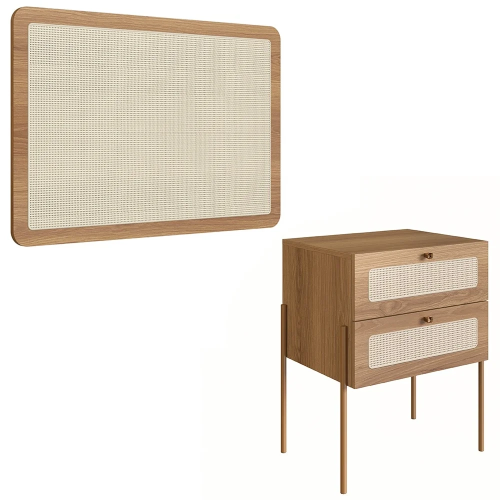 Cabeceira Solteiro e Mesa Pés de Metal Arlo A10 Hanover/Dourado - Mpozenato