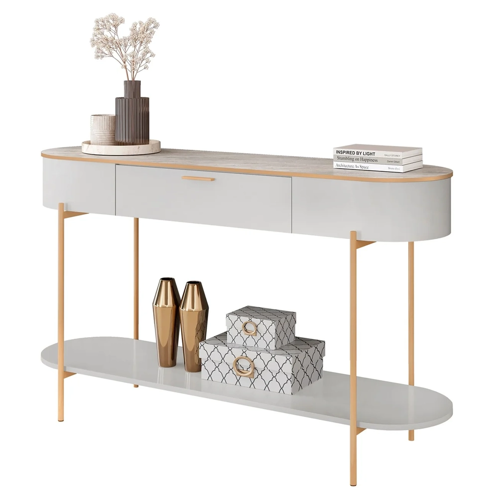 Aparador de Sala Pés Metálicos 135cm Jaspe D04 Bali/Quartzo - Mpozenato