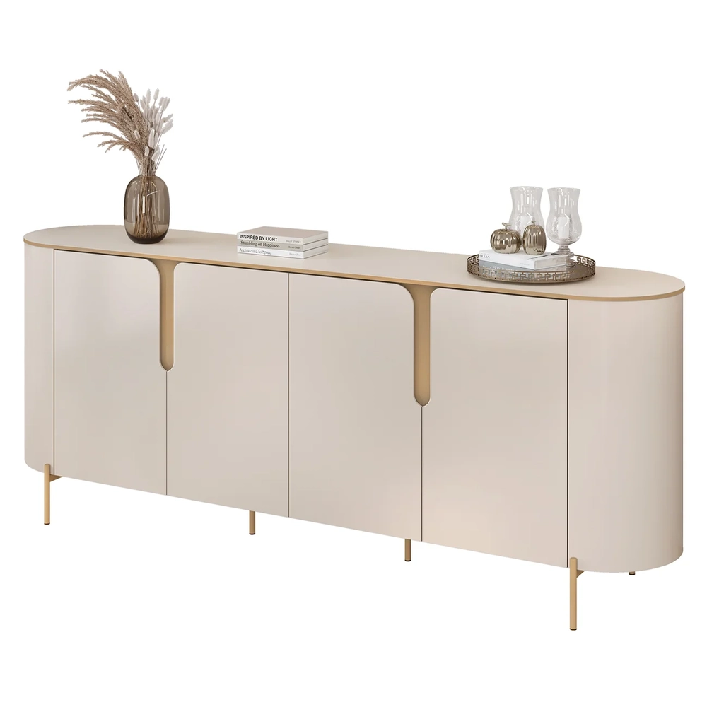 Buffet Aparador Para Sala 4 Portas 196cm Lena D04 Off White - Mpozenato