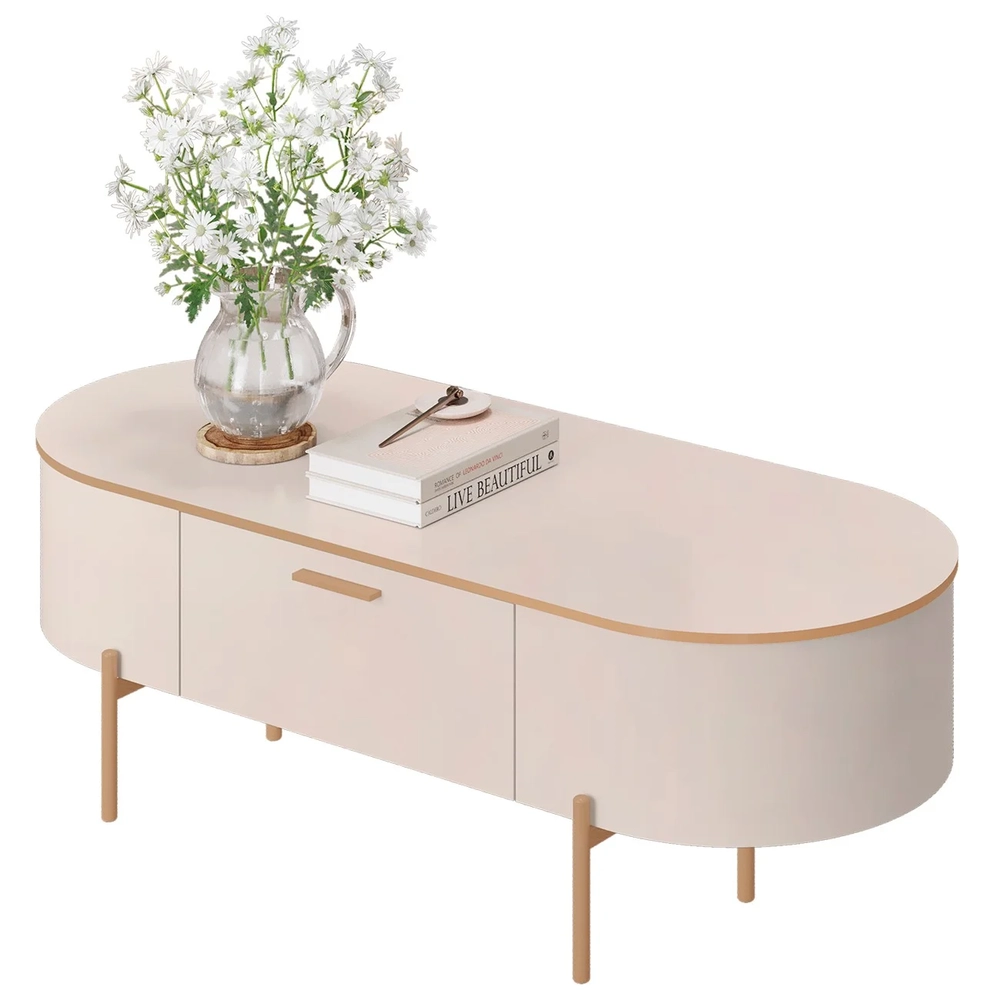 Mesa de Centro Para Sala Pés Metálicos Clover D04 Off White - Mpozenato