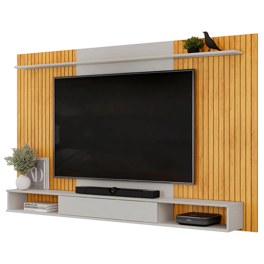 Painel TV 70 Pol 215cm Bancada Suspensa Ethan D04 Cedro/Bali - Mpozenato