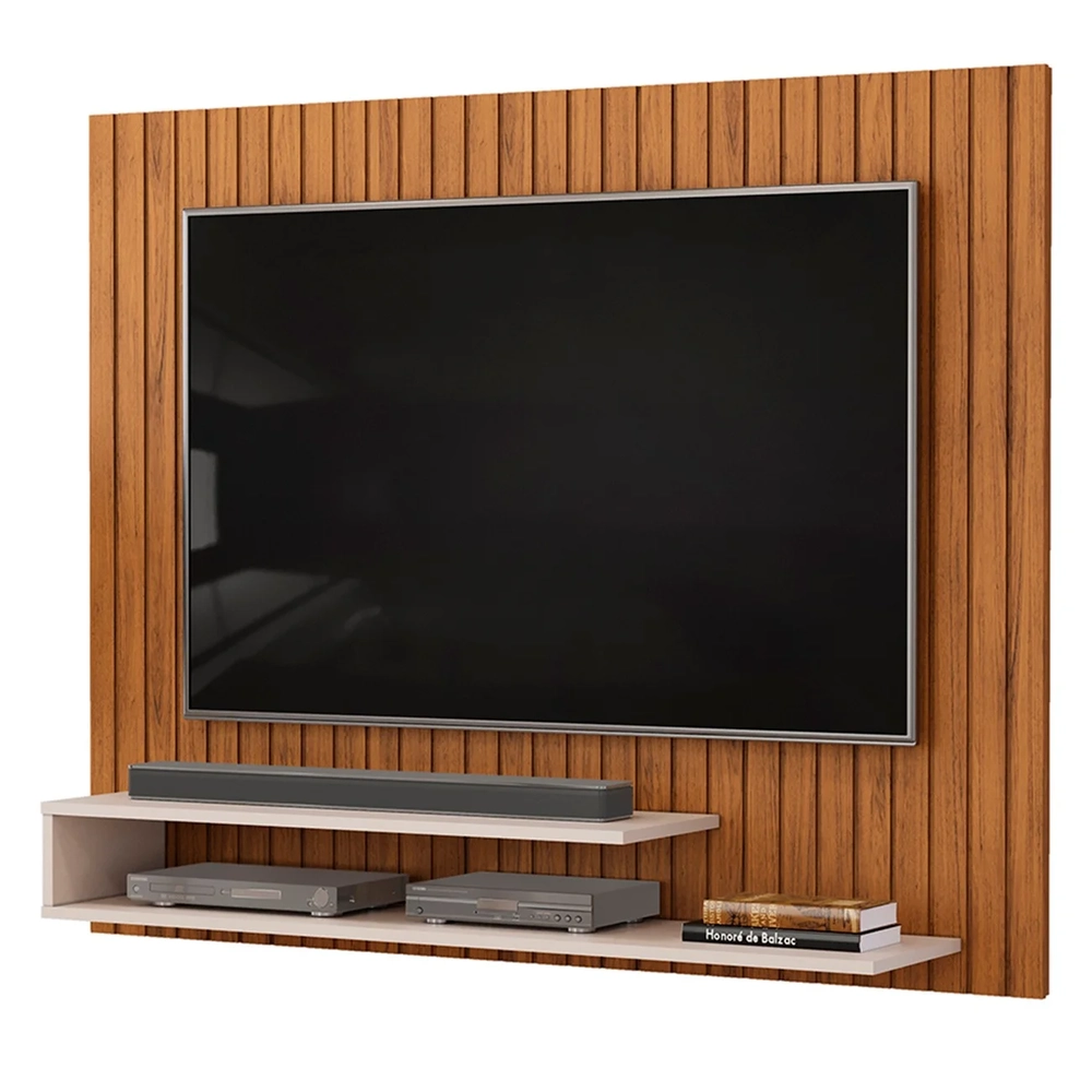 Painel TV 55 Pol 134cm Ripado David D04 Freijó/Off White - Mpozenato