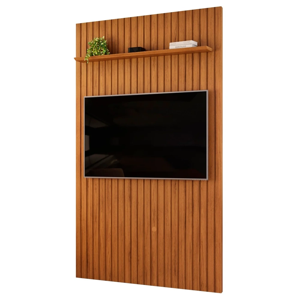 Painel TV 60 Pol 143cm Suspenso Ripado Noah D04 Freijó - Mpozenato