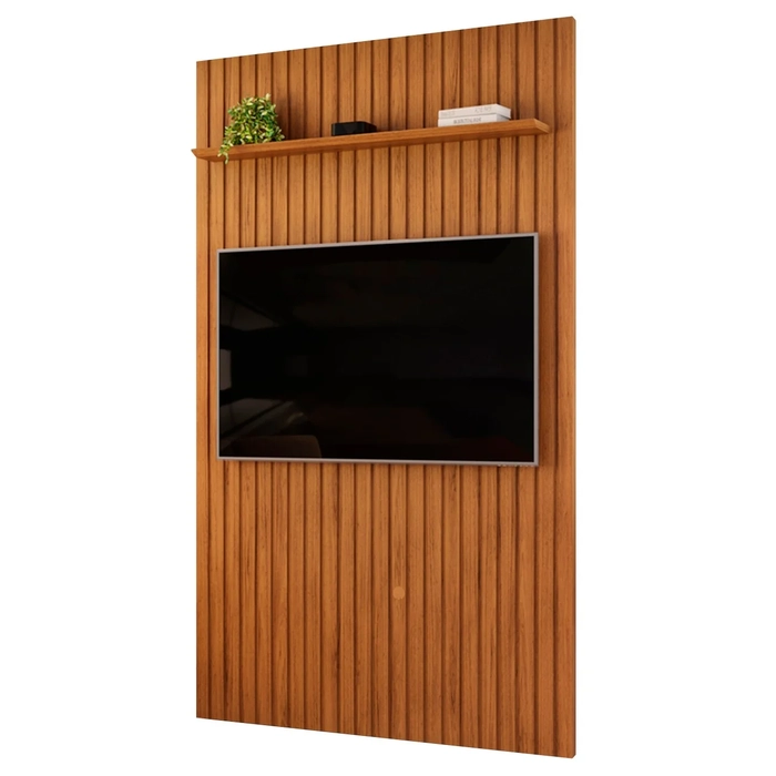 Painel TV 60 Pol 143cm Suspenso Ripado Noah D04 Freijó - Mpozenato
