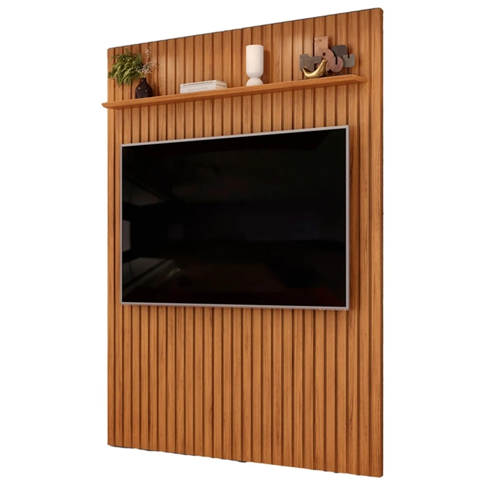 Painel TV 65 Pol 183cm Suspenso Ripado Noah D04 Freijó - Mpozenato