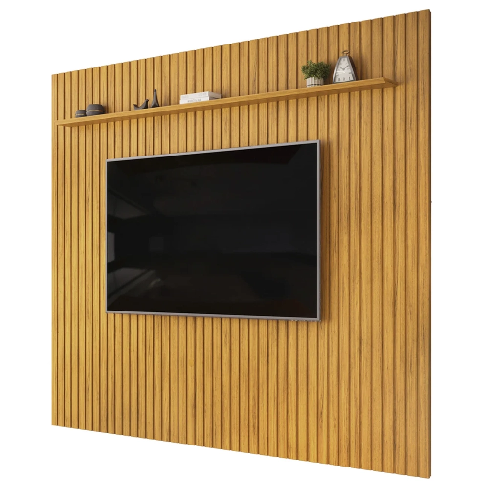 Painel TV 75 Pol 275cm Suspenso Ripado Noah D04 Cedro - Mpozenato