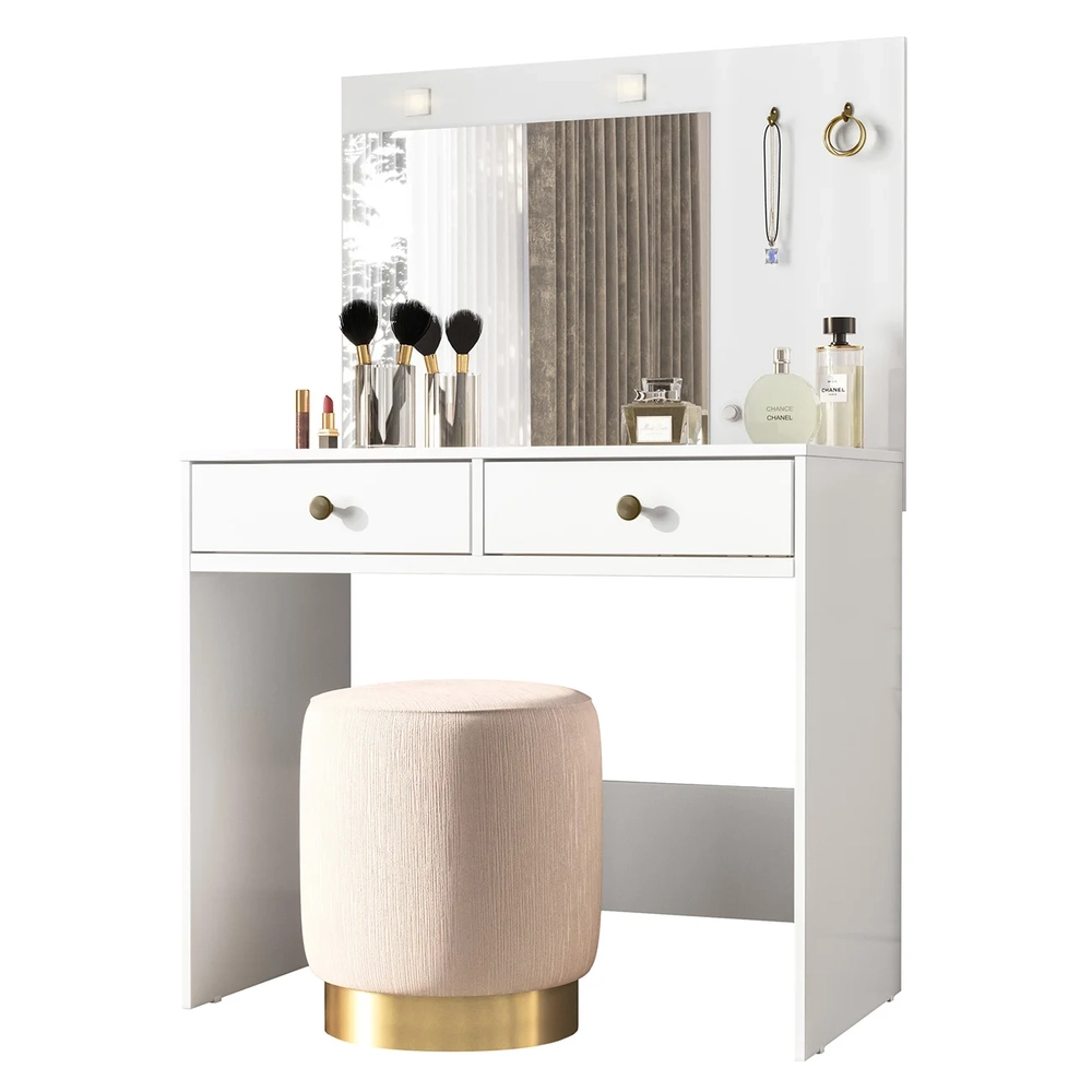 Penteadeira Camarim Com Espelho 2 Gavetas Siena Z17 Branco - Mpozenato