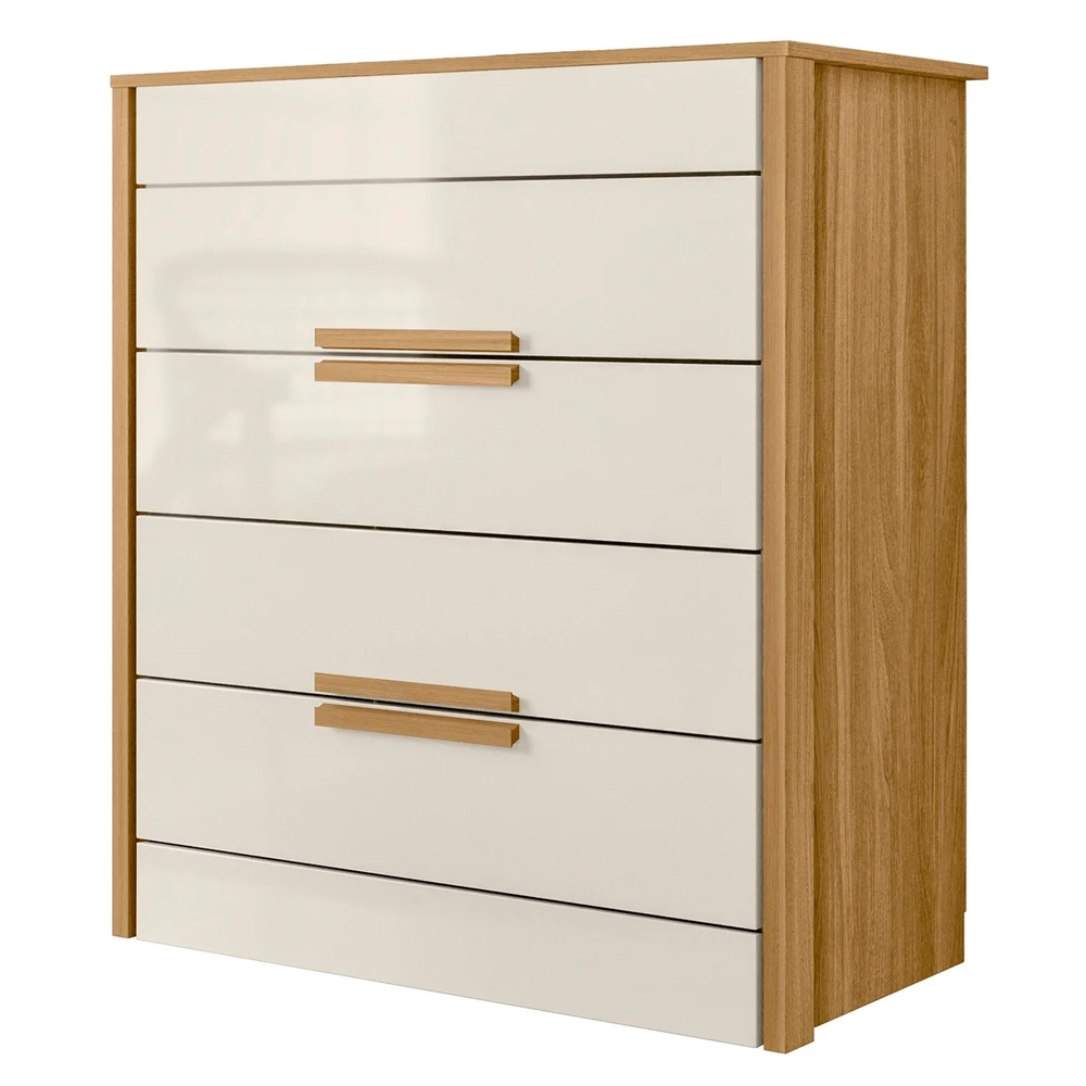 Cômoda Para Quarto 4 Gavetas 86cm Pavia Z17 Freijó/Off White - Mpozenato