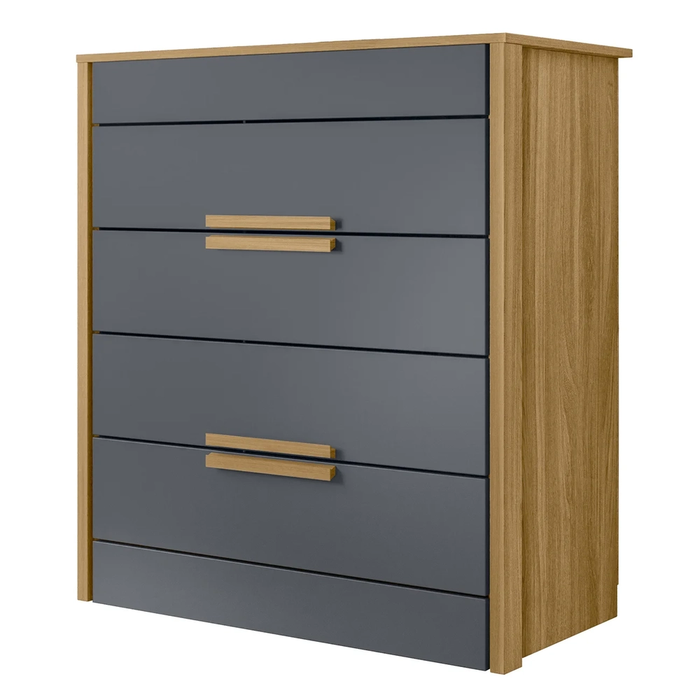 Cômoda Para Quarto 4 Gavetas 86cm Pavia Z17 Freijó/Cinza - Mpozenato