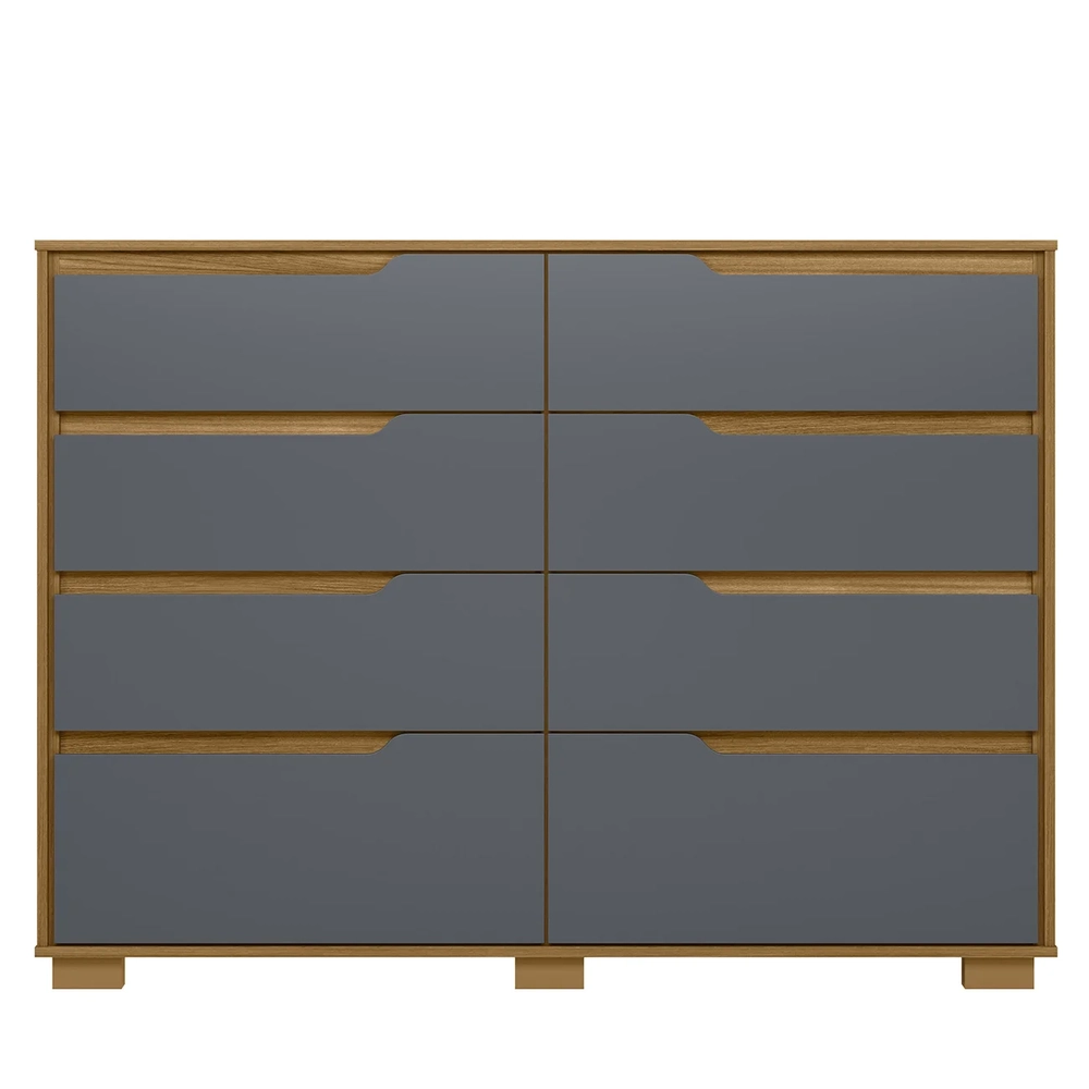 Cômoda Para Quarto 8 Gavetas 147cm Parma Z17 Freijó/Cinza - Mpozenato