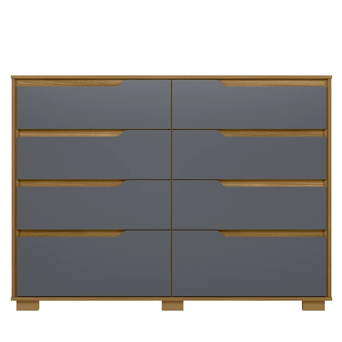 Cômoda Para Quarto 8 Gavetas 147cm Parma Z17 Freijó/Cinza - Mpozenato