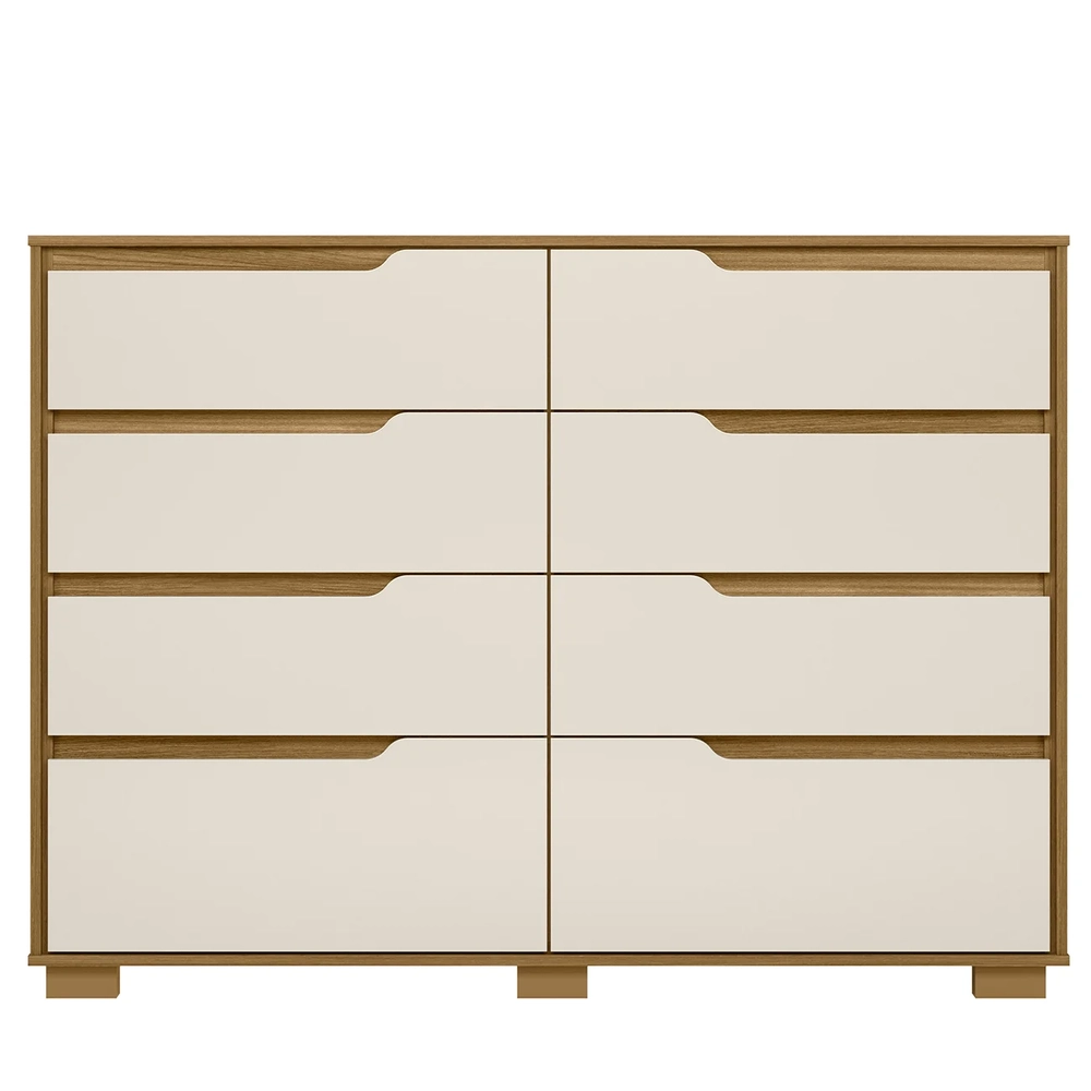 Cômoda Para Quarto 8 Gavetas 147cm Parma Z17 Freijó/Off White - Mpozenato