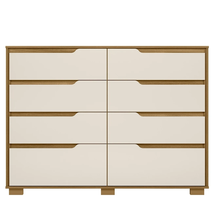 Cômoda Para Quarto 8 Gavetas 147cm Parma Z17 Freijó/Off White - Mpozenato