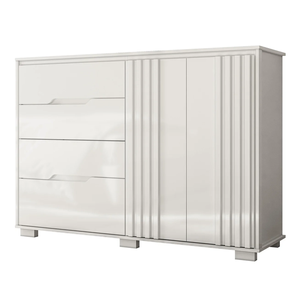 Cômoda Para Quarto 4 Gavetas 147cm Gênova Z17 Branco - Mpozenato