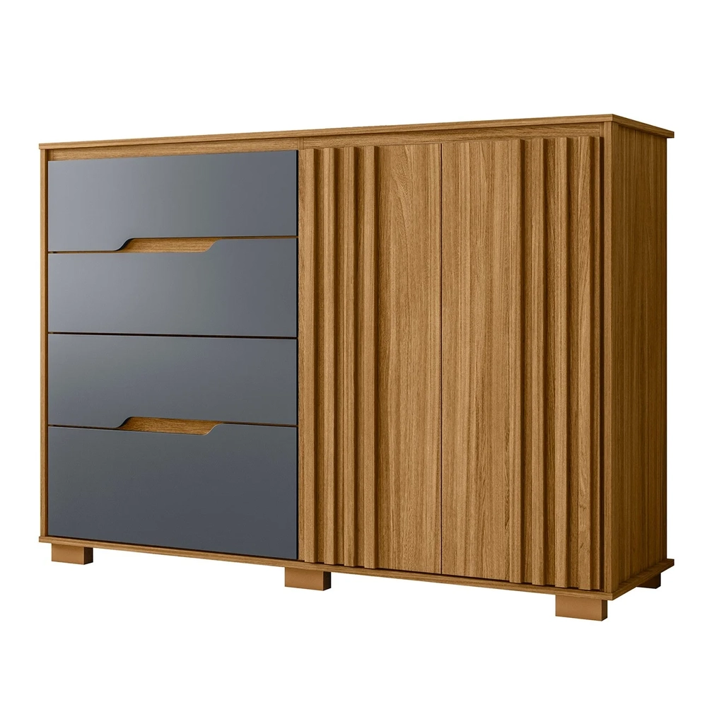 Cômoda Para Quarto 4 Gavetas 147cm Gênova Z17 Freijó/Cinza - Mpozenato