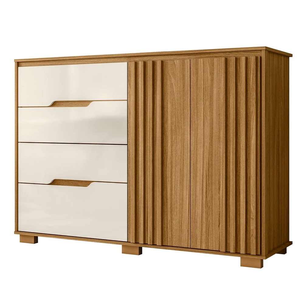 Cômoda Para Quarto 4 Gavetas 147cm Gênova Z17 Freijó/Off White - Mpozenato