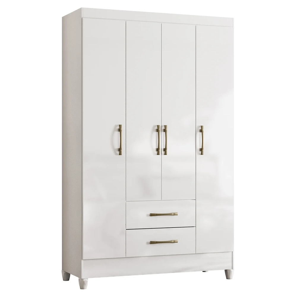 Guarda Roupa Solteiro 111cm 4 Portas Évora Z17 Branco - Mpozenato