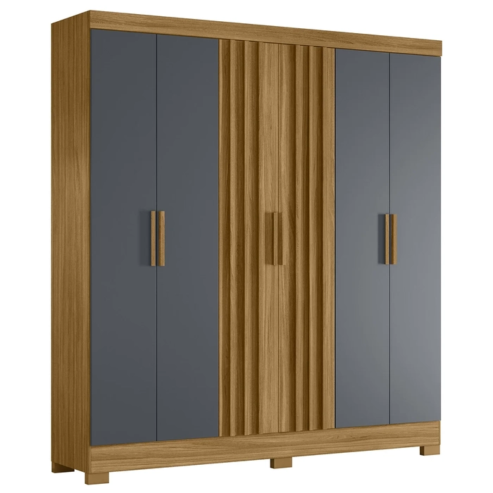 Guarda Roupa Casal 195cm Ripado Arlon Z17 Freijó/Cinza - Mpozenato