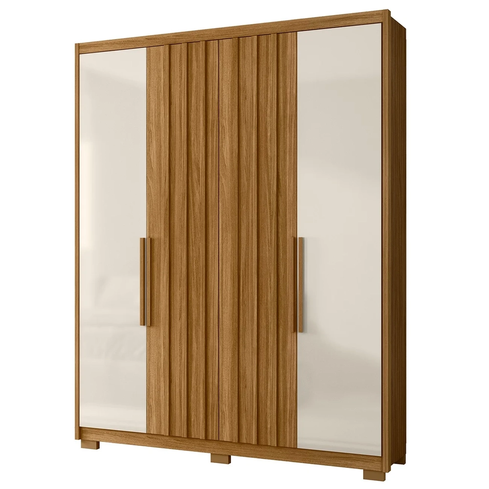 Guarda Roupa Solteiro 176cm Ripado Milão Z17 Freijó/Off White - Mpozenato