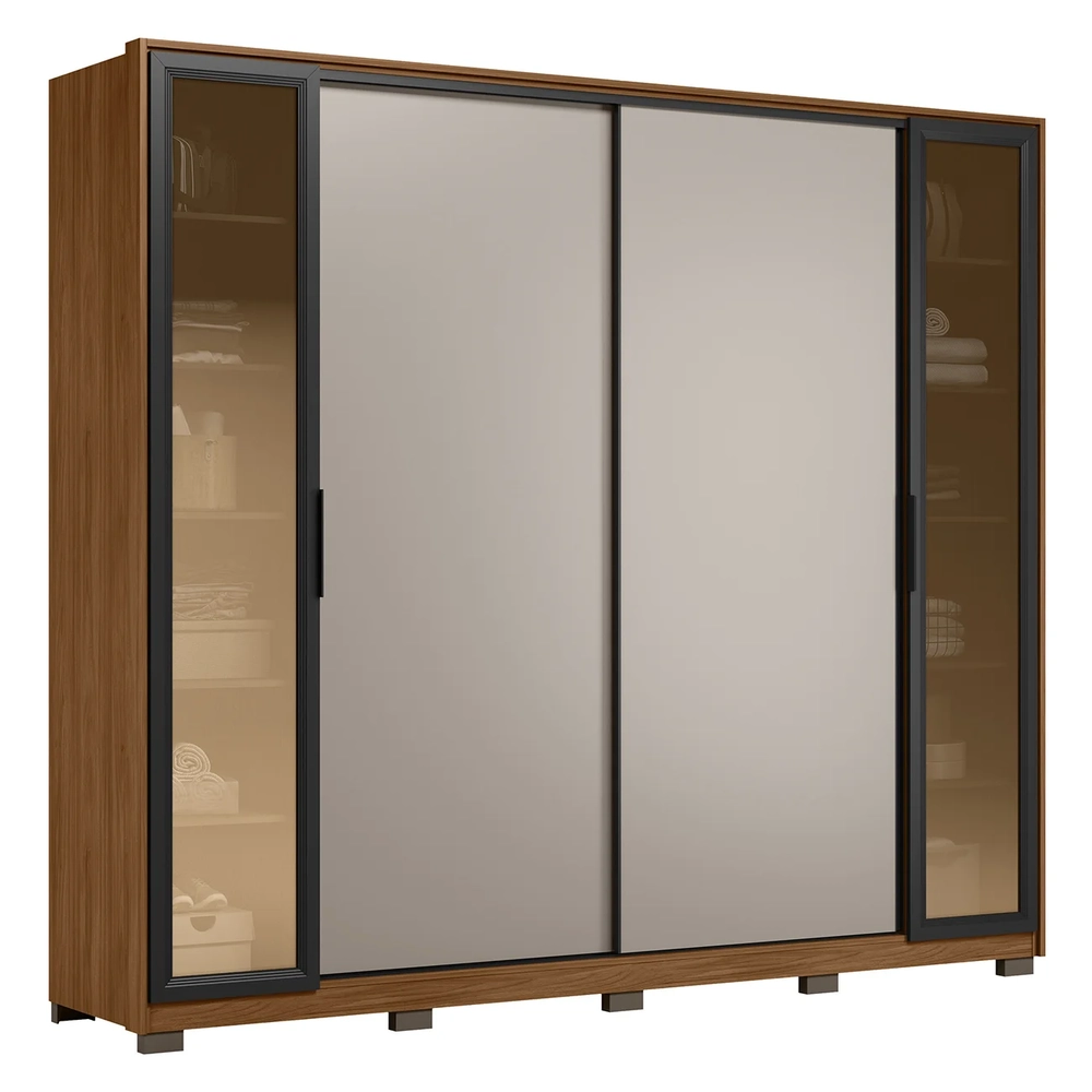 Guarda Roupa Casal 267cm Loreto Flex D02 Nogueira/Nude - Mpozenato