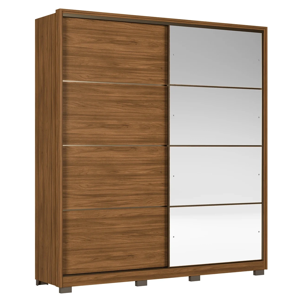 Guarda Roupa Casal 217cm Belvia Flex D02 Nogueira/Preto - Mpozenato