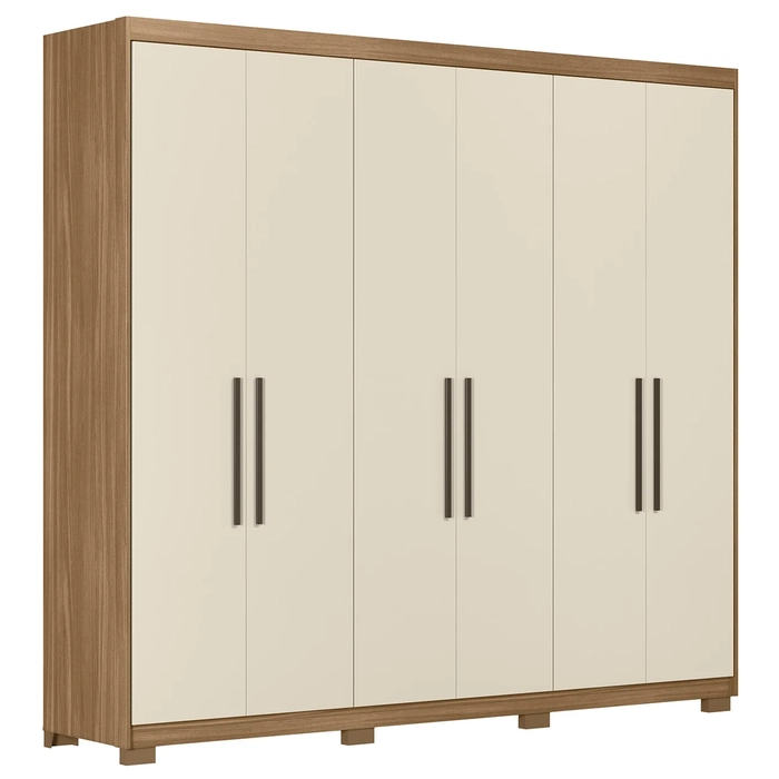 Guarda Roupa Casal 241cm 6 Portas Vanny D02 Amêndola/Off - Mpozenato