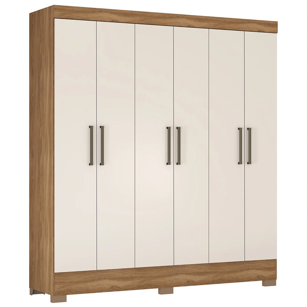 Guarda Roupa Casal 180cm 6 Portas Vanci D02 Amêndola/Off - Mpozenato