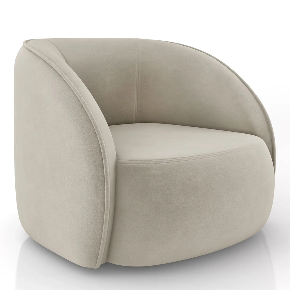 Poltrona para Sala Orgânica 90cm Zion Z32 Veludo Bege - Mpozenato