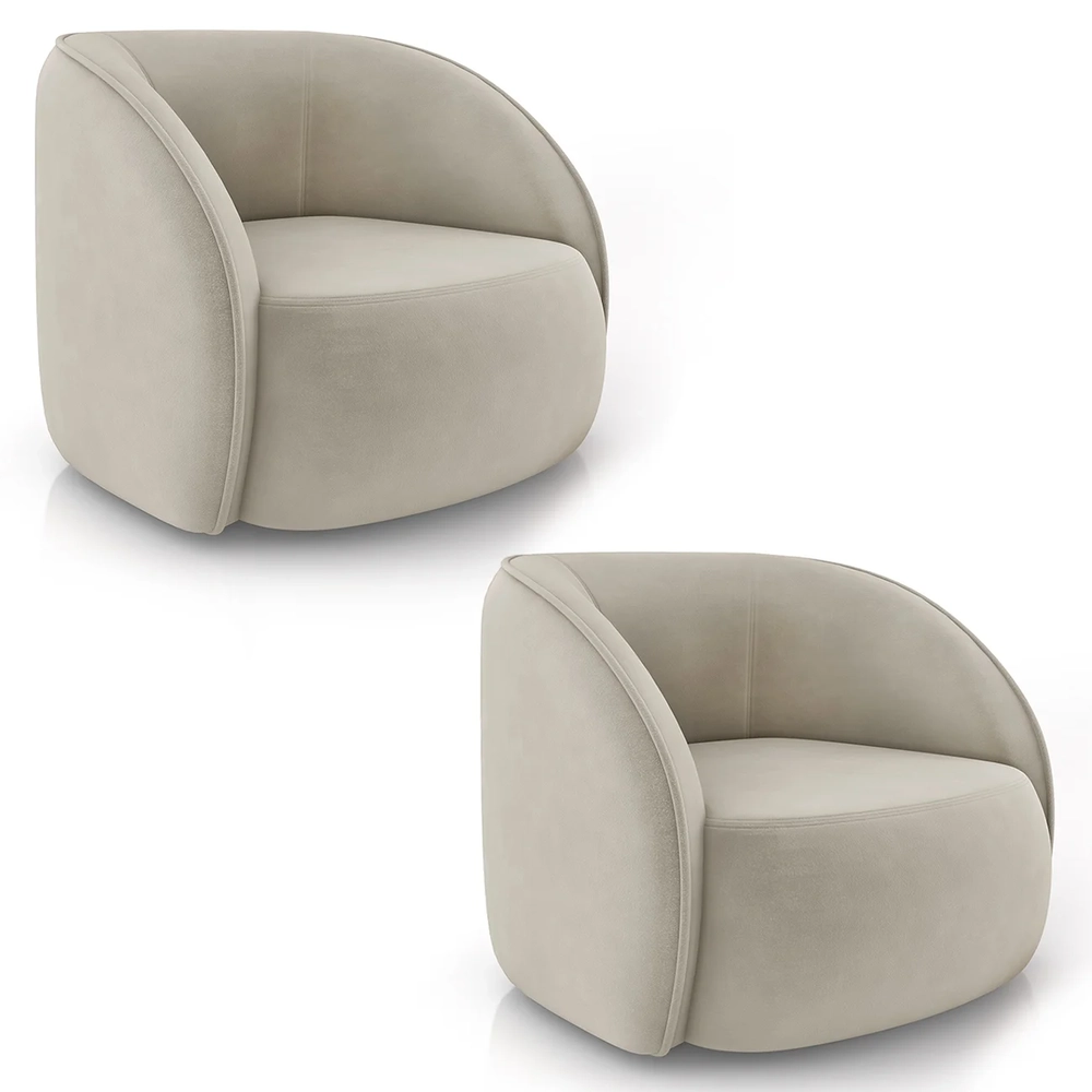 Poltrona para Sala Orgânica Kit 2 Zion Z32 Veludo Bege - Mpozenato