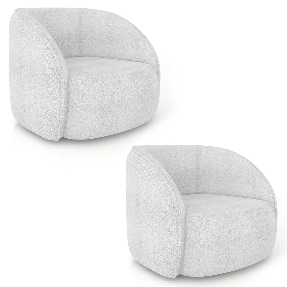 Poltrona para Sala Orgânica Kit 2 Zion Z32 Boucle Branco - Mpozenato