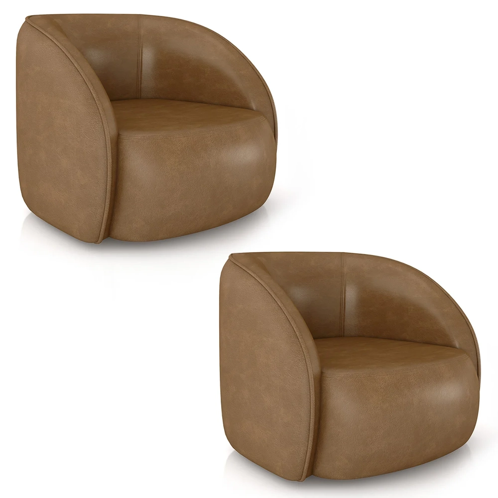 Poltrona para Sala Orgânica Kit 2 Zion Z32 Sintético Caramelo - Mpozenato