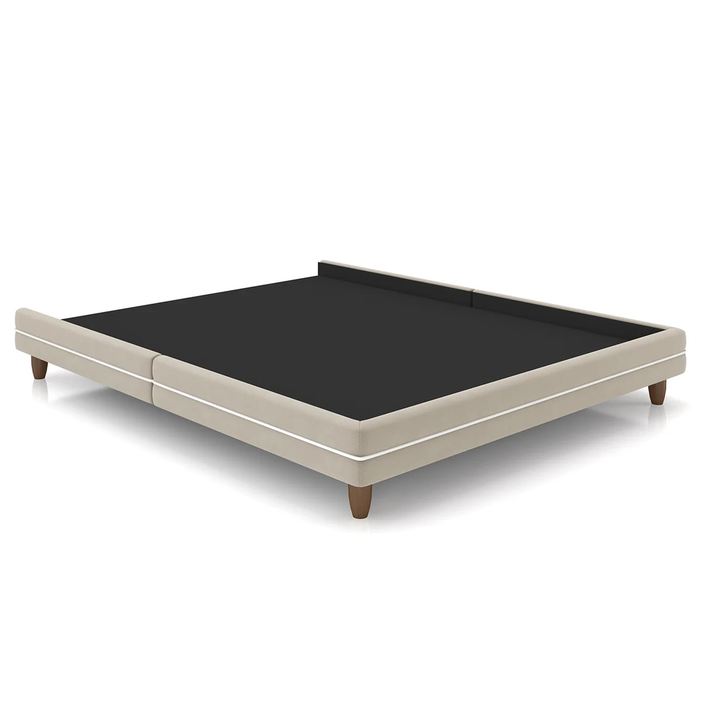 Cama Casal Base Box 140cm Many Z37 Veludo Bege - Mpozenato