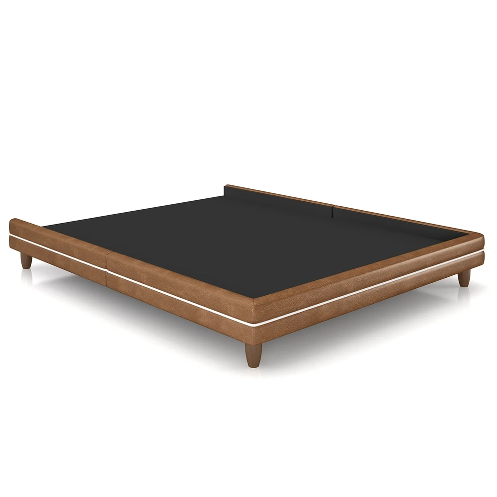 Cama Queen Base Box 160cm Many Z37 Sintético Caramelo - Mpozenato