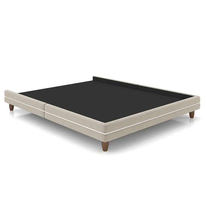 Cama Queen Base Box 160cm Many Z37 Veludo Bege - Mpozenato