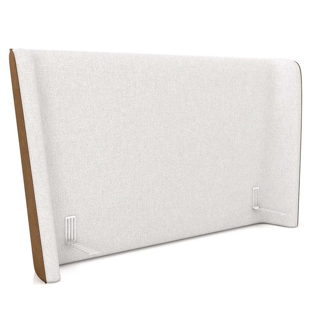 Cabeceira Cama Box Queen 160cm Nicea Z37 Bouclê Off/Caramelo - Mpozenato