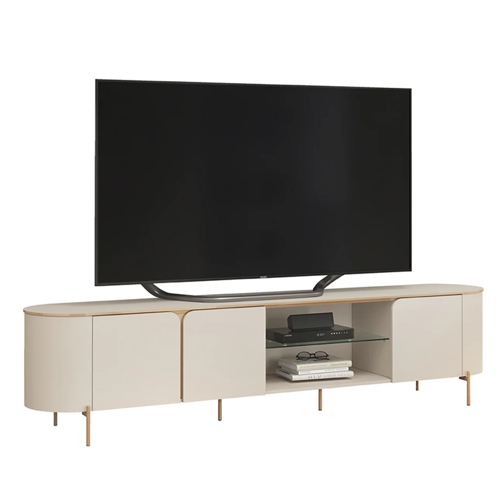 Rack Bancada de TV 75 Pol 241cm Ariane D04 Off White/Dourado - Mpozenato