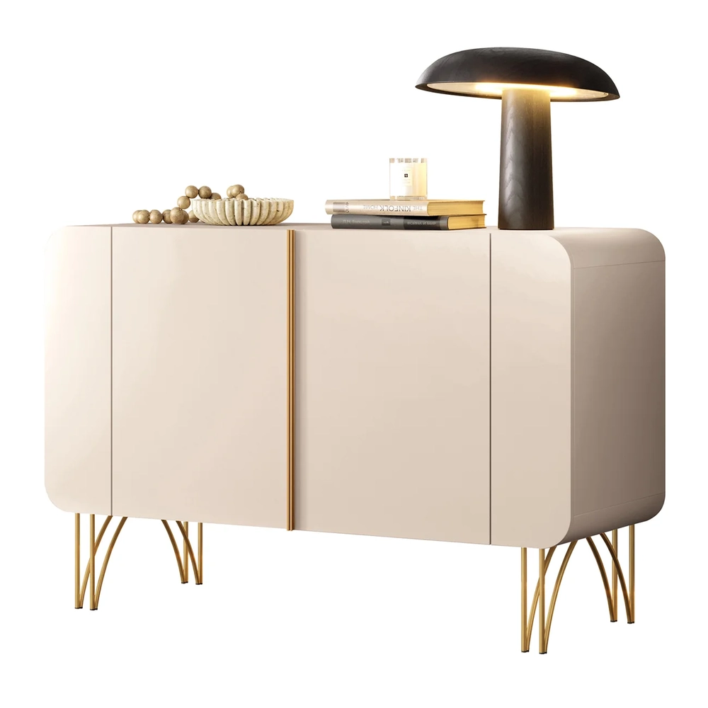 Balcão Aparador Buffet 2 Portas Pé Metal Benvy H01 Off White - Mpozenato