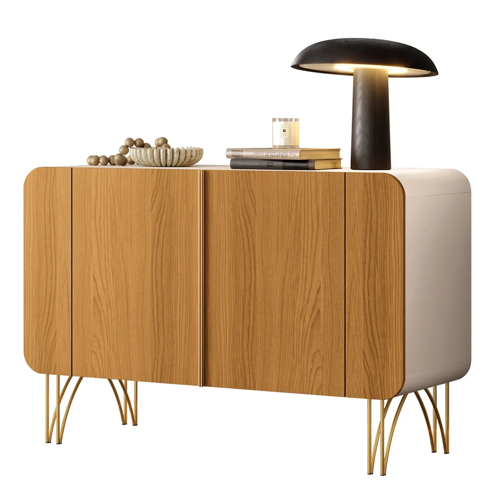 Balcão Aparador Buffet 2 Portas Pé Metal Benvy H01 Cinamomo/Off - Mpozenato