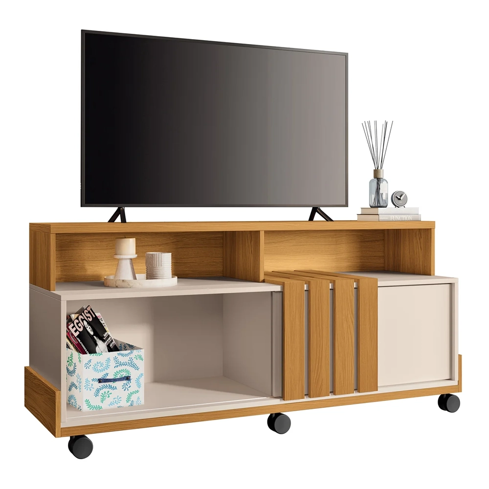 Rack Bancada de TV 50 Pol 136cm Analu H01 Cinamomo/Off White - Mpozenato