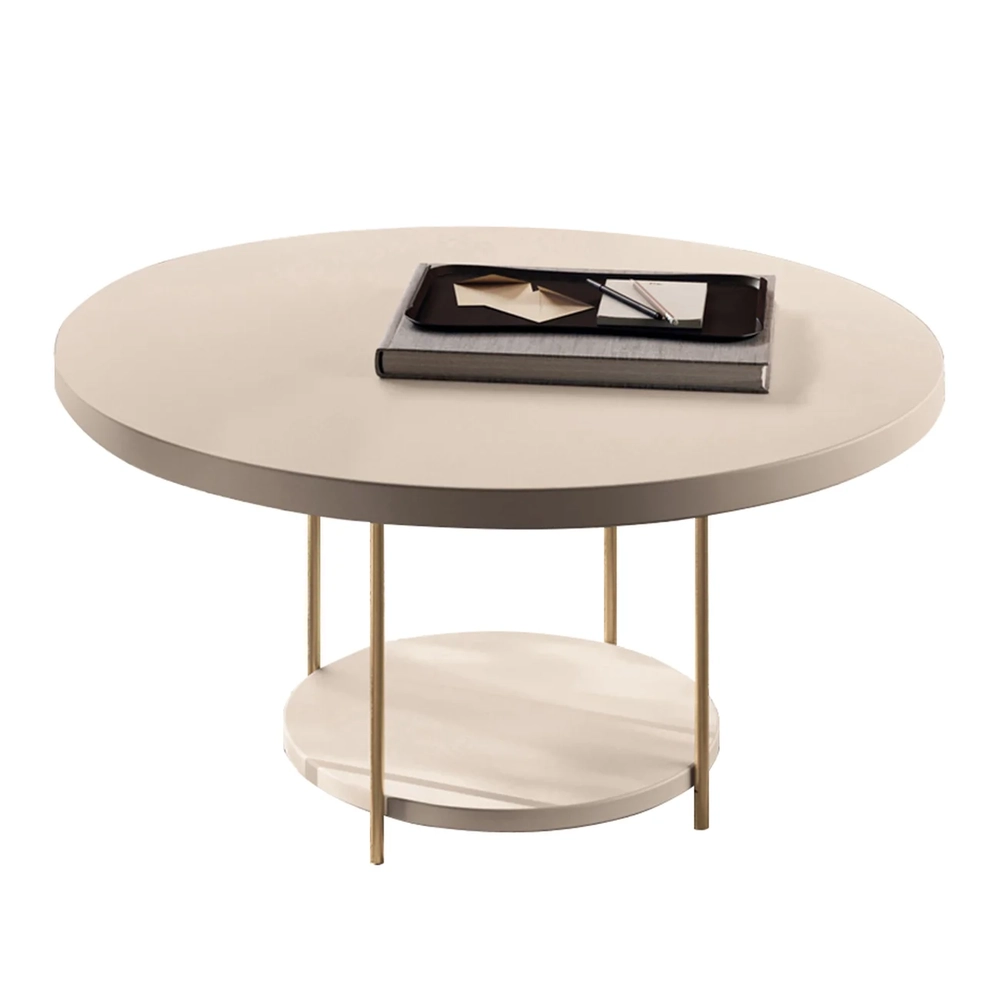 Mesa de Centro Redonda Pés Metálicos Mindy H01 Off White - Mpozenato