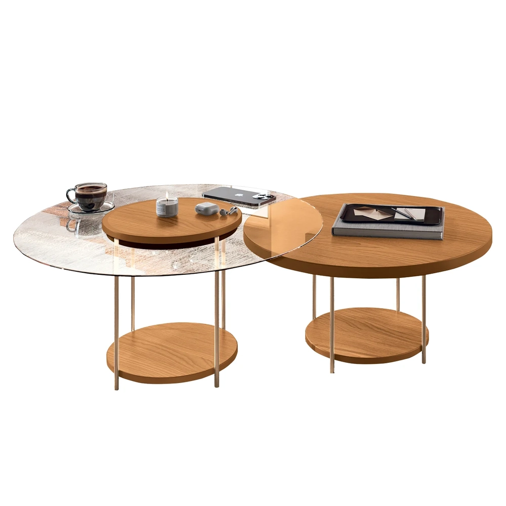 Mesa de Centro Para Sala Pés Metálicos Kit 2 Mindy H01 Cinamomo - Mpozenato