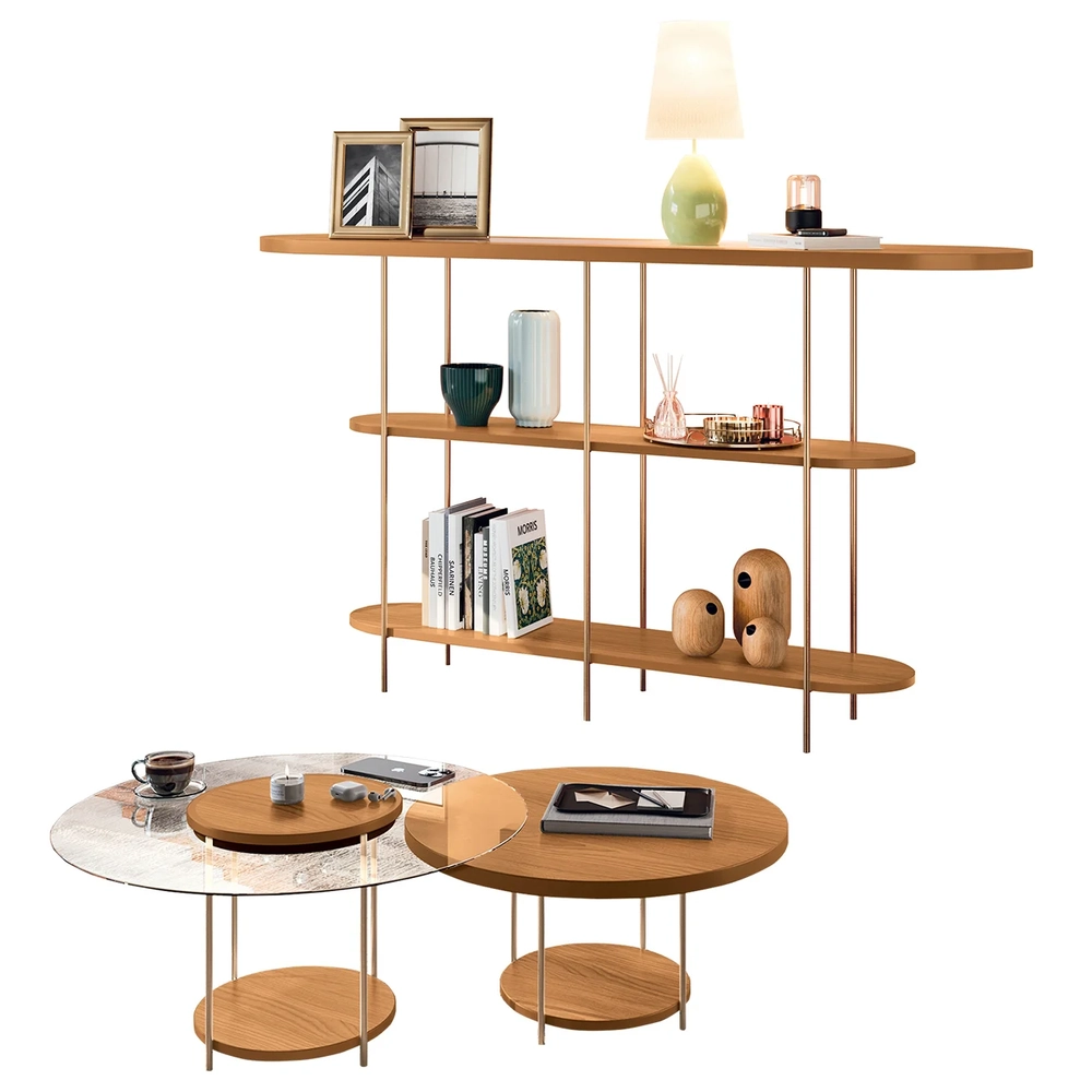 Aparador de Sala e Mesas de Centro Vetta H01 Cinamomo - Mpozenato