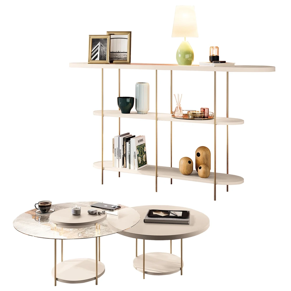 Aparador de Sala e Mesas de Centro Vetta H01 Off White - Mpozenato