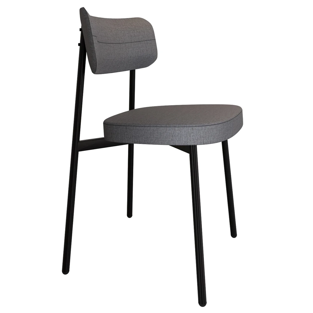 Cadeira de Jantar Estofada Kit 2 Ella M25 Linho Cinza - Mpozenato