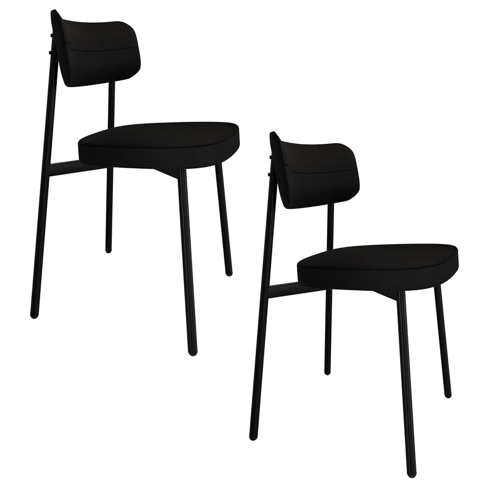 Cadeira de Jantar Estofada Kit 2 Ella M25 Linho Grafite - Mpozenato