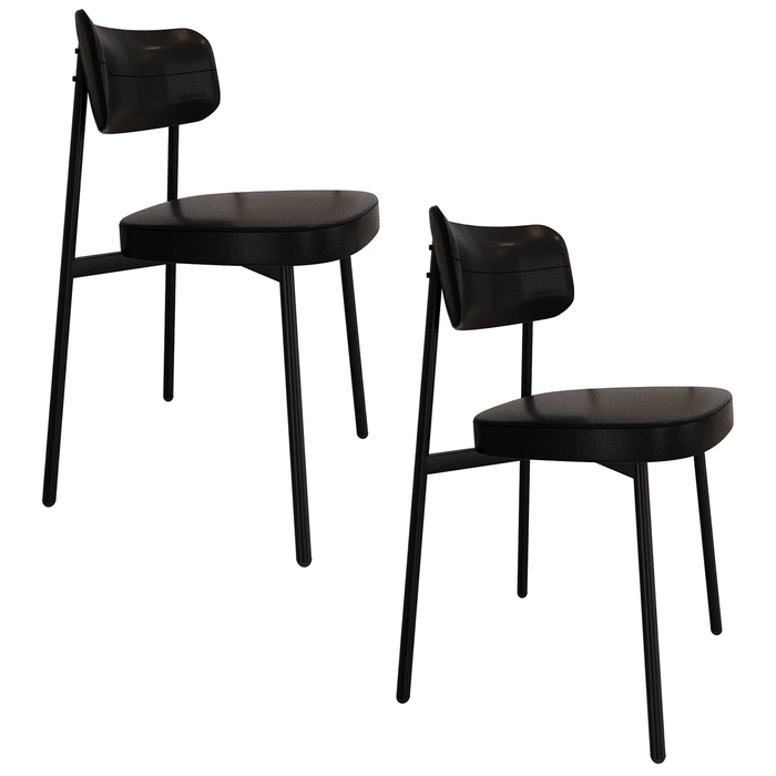 Cadeira de Jantar Estofada Kit 2 Ella M25 Sintético Preto - Mpozenato