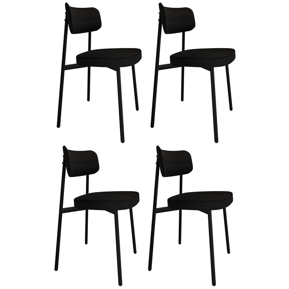 Cadeira de Jantar Estofada Kit 4 Ella M25 Linho Grafite - Mpozenato